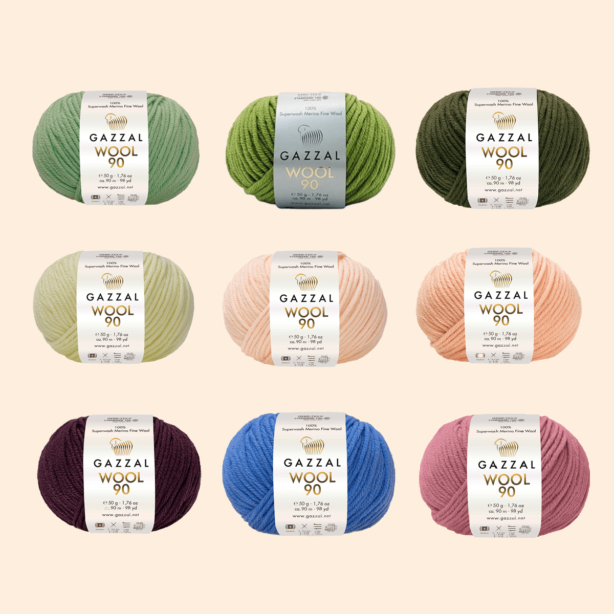 Alle kleuren van de Gazzal Wool van Haakspot.