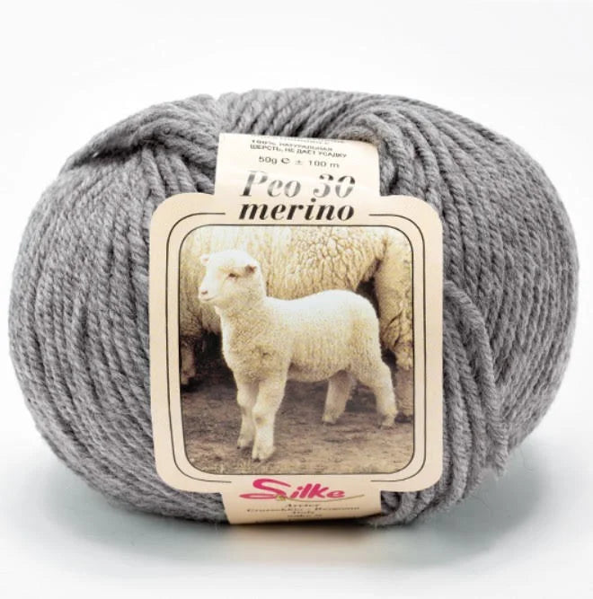 Merino Peo 30 in kleur Grijs 008, garen van merinowol.