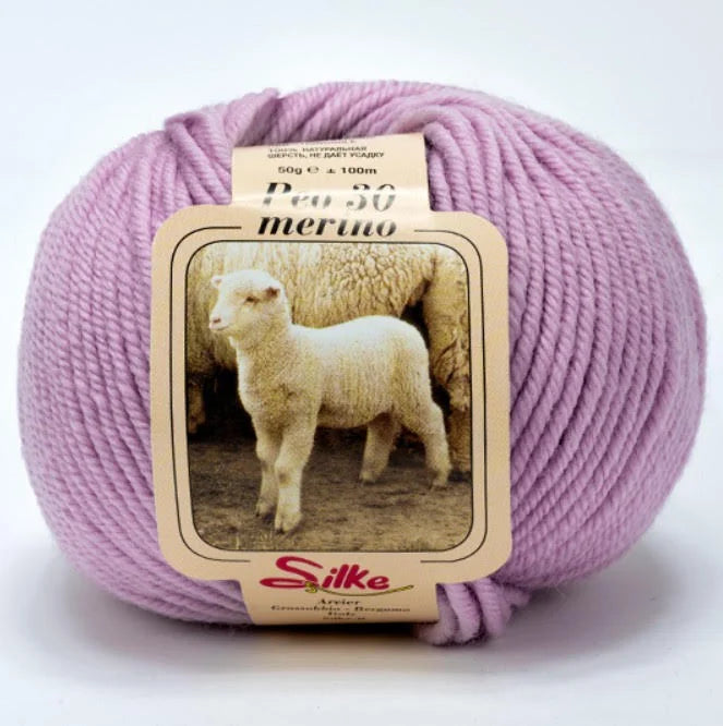Merino Peo 30 in kleur Lila 230, garen van merinowol.