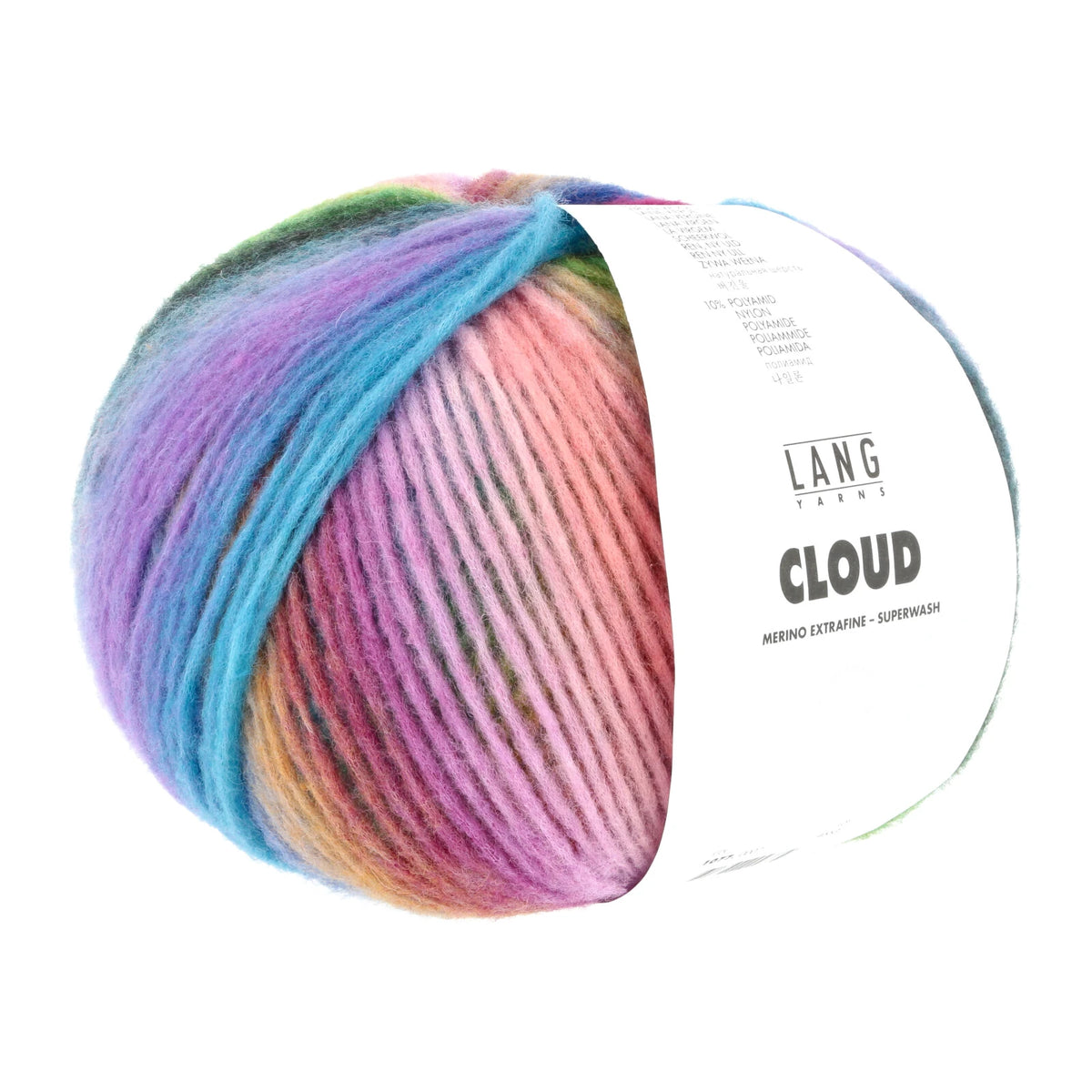 Lang Yarns Cloud in color 0002, a ball of yarn with a Lang Yarns label on a white background.