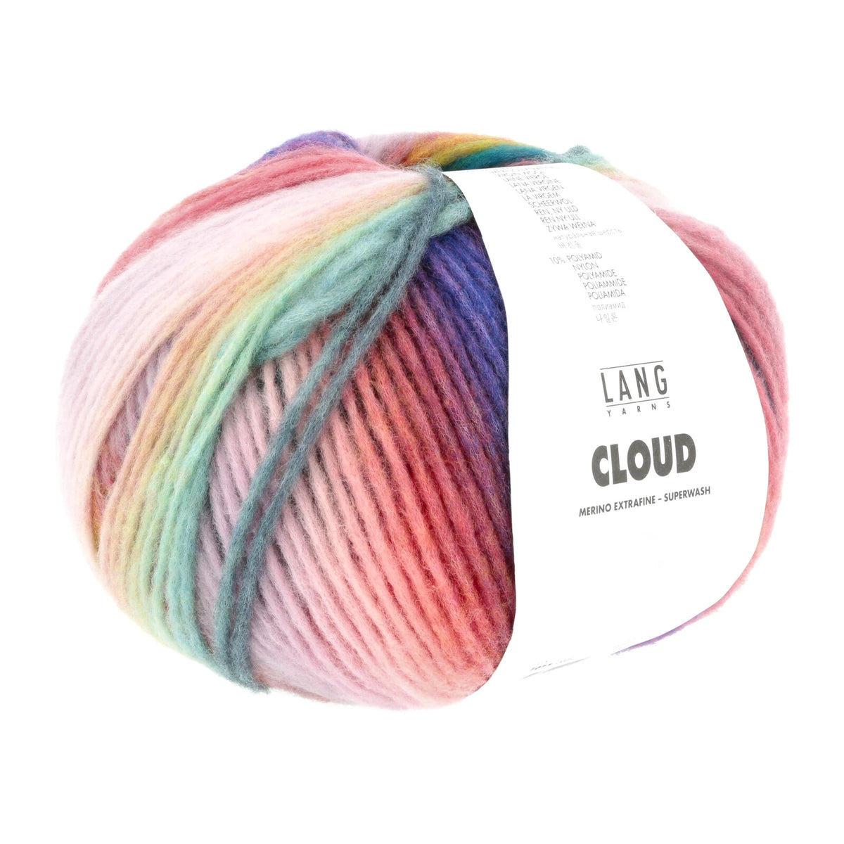 Lang Yarns Cloud in color 0008, a ball of yarn with a Lang Yarns label on a white background.